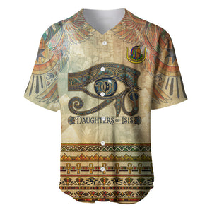 Daughters Of Isis Baseball Jersey Eye Of Horus Ancient Egyptian Goddess - Vintage Parchment Art