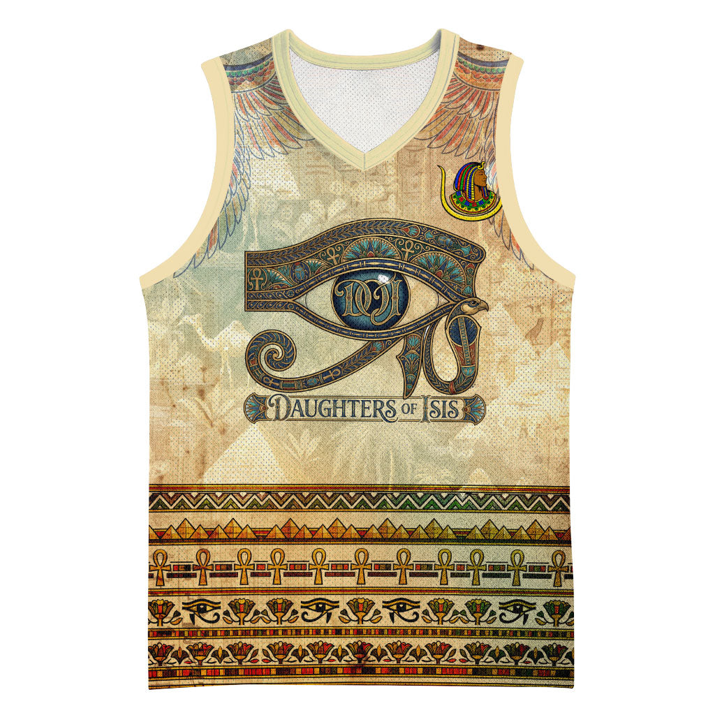Daughters Of Isis Basketball Jersey Eye Of Horus Ancient Egyptian Goddess - Vintage Parchment Art