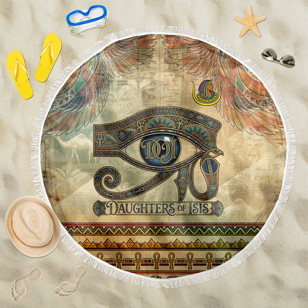 Daughters Of Isis Beach Blanket Eye Of Horus Ancient Egyptian Goddess - Vintage Parchment Art