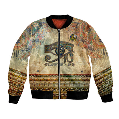 Daughters Of Isis Bomber Jacket Eye Of Horus Ancient Egyptian Goddess - Vintage Parchment Art