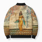 Daughters Of Isis Bomber Puffer Jacket Eye Of Horus Ancient Egyptian Goddess - Vintage Parchment Art