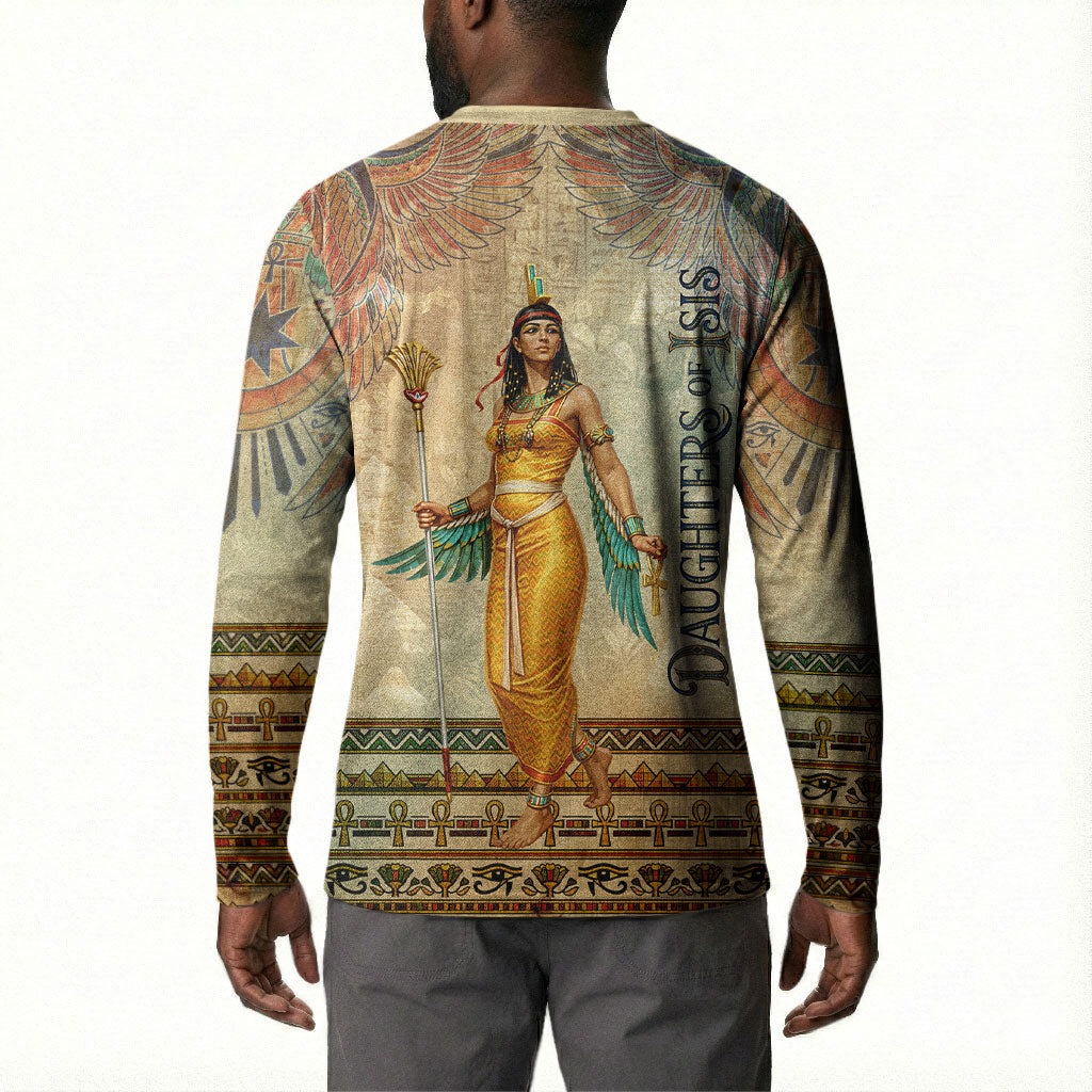Daughters Of Isis Button Sweatshirt Eye Of Horus Ancient Egyptian Goddess - Vintage Parchment Art