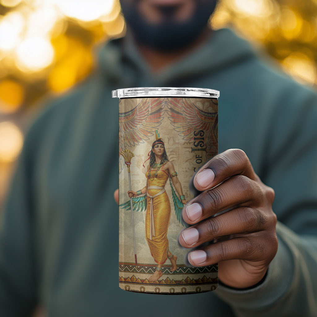Daughters Of Isis 4 in 1 Can Cooler Tumbler Eye Of Horus Ancient Egyptian Goddess - Vintage Parchment Art