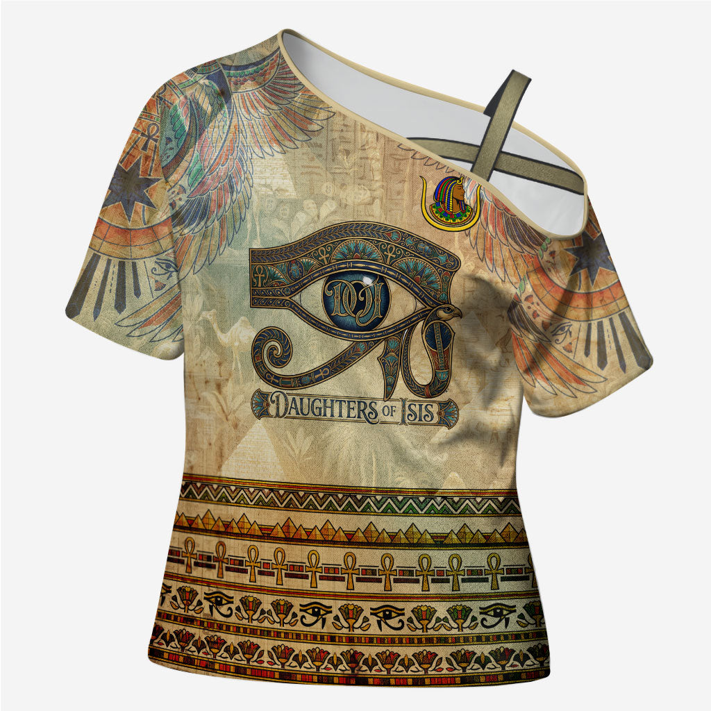 Daughters Of Isis Cross Shoulder Shirt Eye Of Horus Ancient Egyptian Goddess - Vintage Parchment Art
