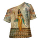 Daughters Of Isis Cross Shoulder Shirt Eye Of Horus Ancient Egyptian Goddess - Vintage Parchment Art