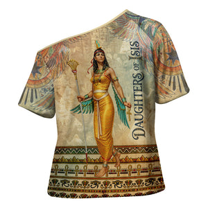 Daughters Of Isis Cross Shoulder Shirt Eye Of Horus Ancient Egyptian Goddess - Vintage Parchment Art