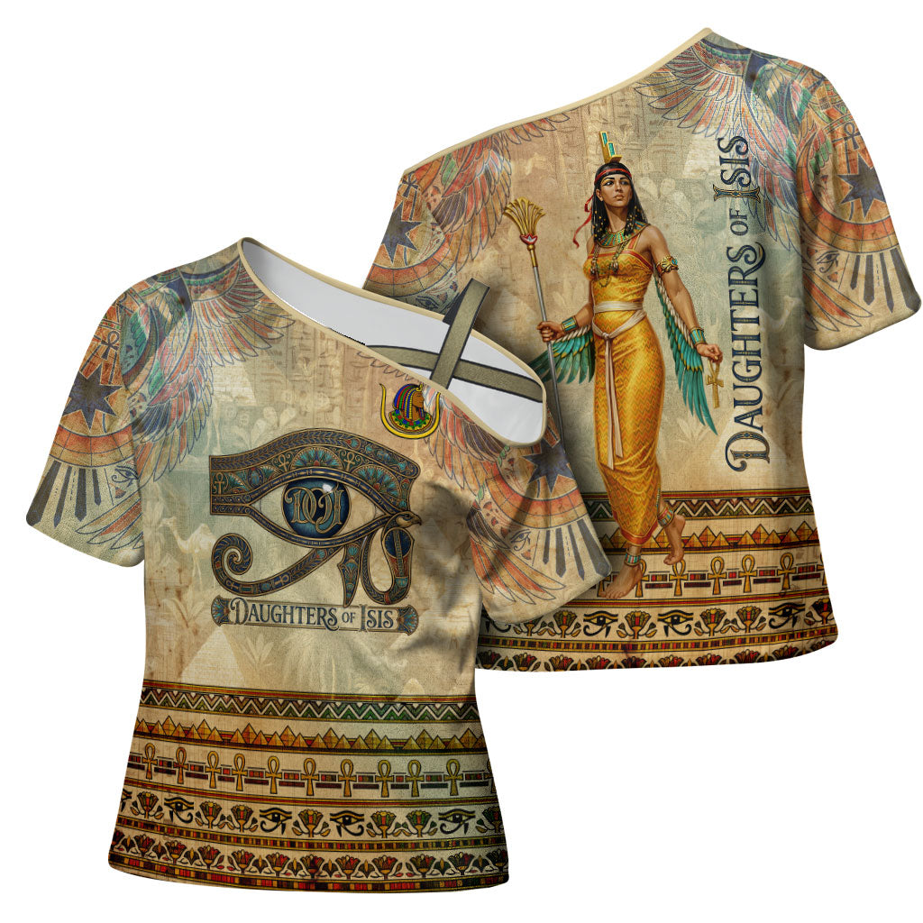 Daughters Of Isis Cross Shoulder Shirt Eye Of Horus Ancient Egyptian Goddess - Vintage Parchment Art