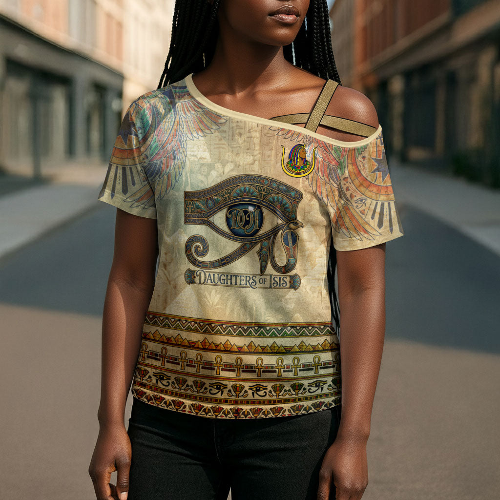 Daughters Of Isis Cross Shoulder Shirt Eye Of Horus Ancient Egyptian Goddess - Vintage Parchment Art