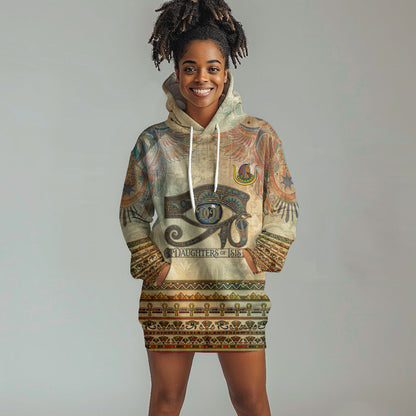 Daughters Of Isis Hoodie Dress Eye Of Horus Ancient Egyptian Goddess - Vintage Parchment Art
