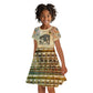 Daughters Of Isis Kid Short Sleeve Dress Eye Of Horus Ancient Egyptian Goddess - Vintage Parchment Art