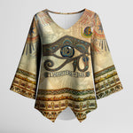 Daughters Of Isis Kimono Sleeve Blouse Eye Of Horus Ancient Egyptian Goddess - Vintage Parchment Art