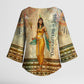 Daughters Of Isis Kimono Sleeve Blouse Eye Of Horus Ancient Egyptian Goddess - Vintage Parchment Art