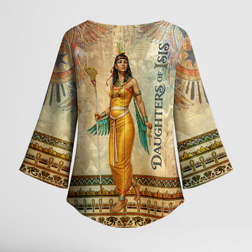 Daughters Of Isis Kimono Sleeve Blouse Eye Of Horus Ancient Egyptian Goddess - Vintage Parchment Art