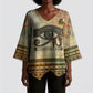 Daughters Of Isis Kimono Sleeve Blouse Eye Of Horus Ancient Egyptian Goddess - Vintage Parchment Art