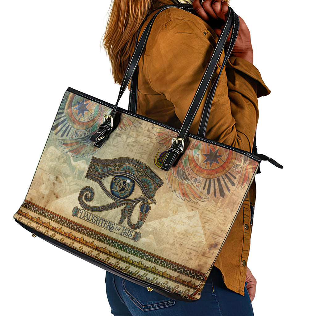 Daughters Of Isis Leather Tote Bag Eye Of Horus Ancient Egyptian Goddess - Vintage Parchment Art