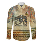 Daughters Of Isis Long Sleeve Button Shirt Eye Of Horus Ancient Egyptian Goddess - Vintage Parchment Art