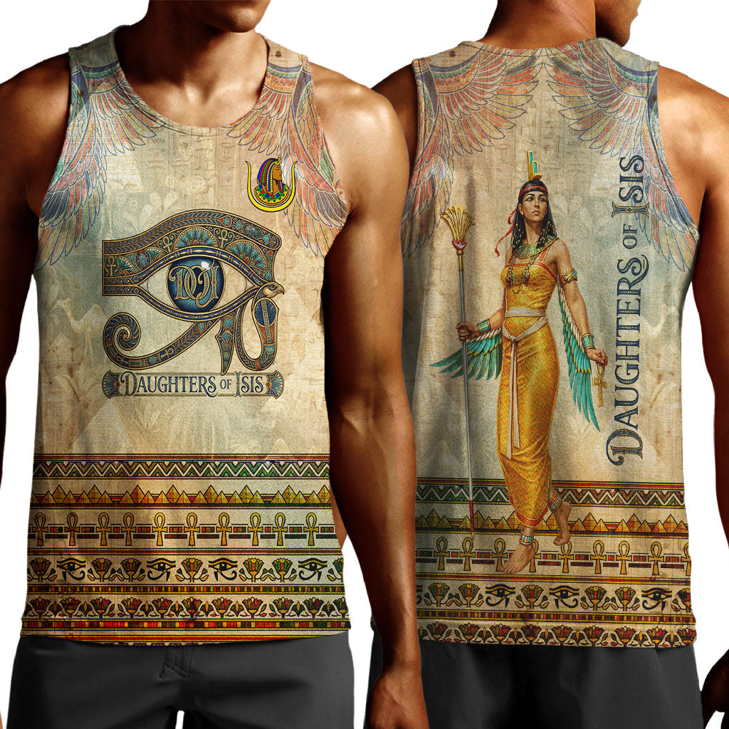Daughters Of Isis Men Tank Top Eye Of Horus Ancient Egyptian Goddess - Vintage Parchment Art