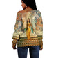 Daughters Of Isis Off Shoulder Sweater Eye Of Horus Ancient Egyptian Goddess - Vintage Parchment Art
