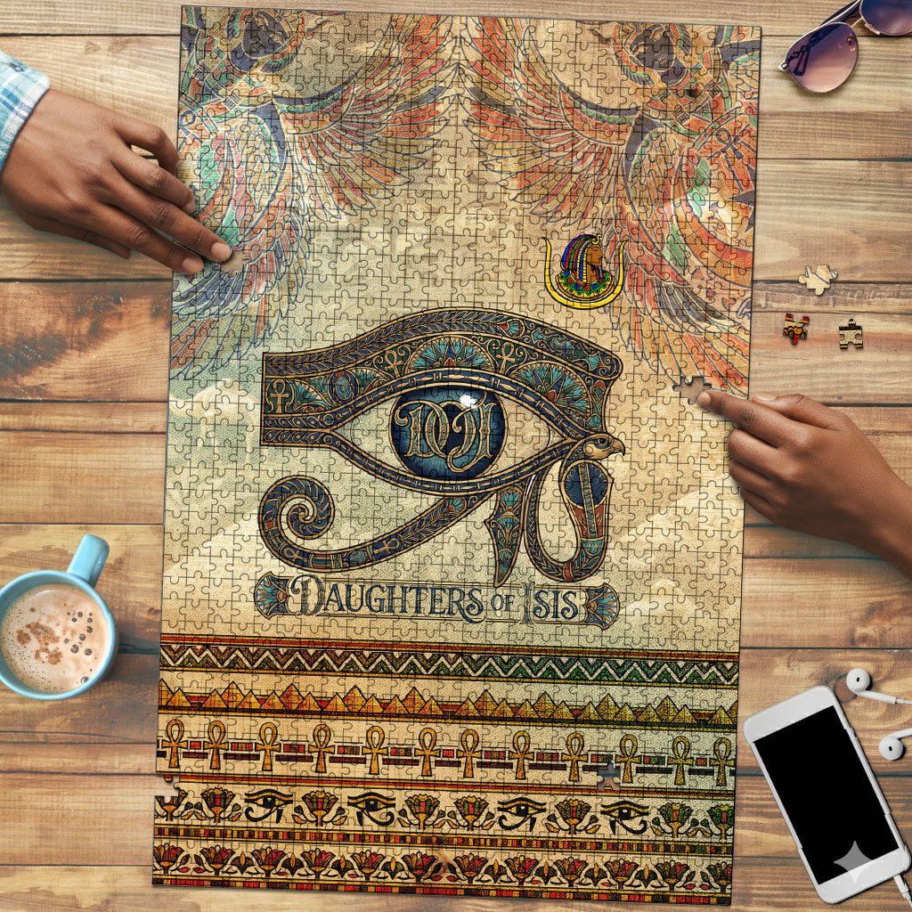 Daughters Of Isis Puzzle Eye Of Horus Ancient Egyptian Goddess - Vintage Parchment Art