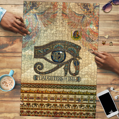 Daughters Of Isis Puzzle Eye Of Horus Ancient Egyptian Goddess - Vintage Parchment Art