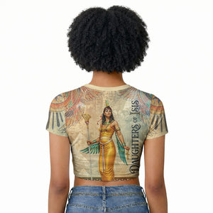 Daughters Of Isis Raglan Cropped T shirt Eye Of Horus Ancient Egyptian Goddess - Vintage Parchment Art