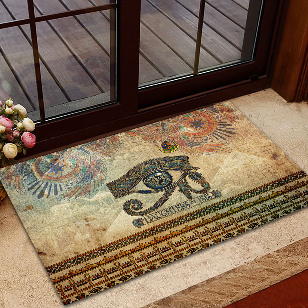 Daughters Of Isis Rubber Doormat Eye Of Horus Ancient Egyptian Goddess - Vintage Parchment Art