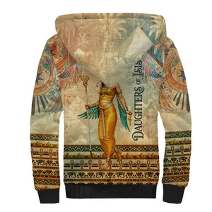 Daughters Of Isis Sherpa Hoodie Eye Of Horus Ancient Egyptian Goddess - Vintage Parchment Art