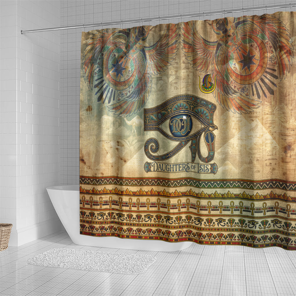 Daughters Of Isis Shower Curtain Eye Of Horus Ancient Egyptian Goddess - Vintage Parchment Art