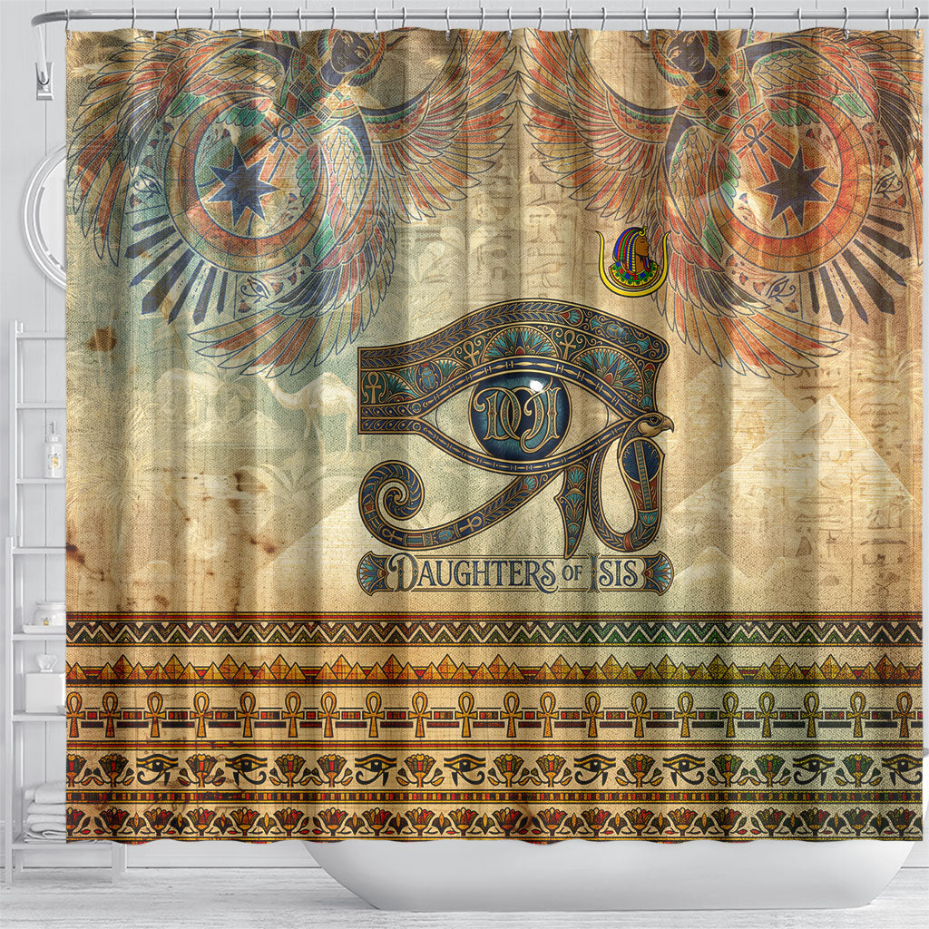 Daughters Of Isis Shower Curtain Eye Of Horus Ancient Egyptian Goddess - Vintage Parchment Art