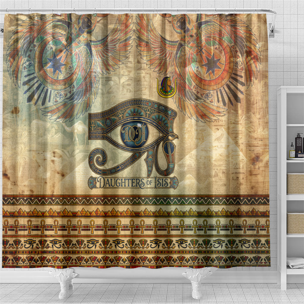 Daughters Of Isis Shower Curtain Eye Of Horus Ancient Egyptian Goddess - Vintage Parchment Art