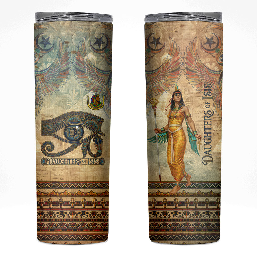 Daughters Of Isis Skinny Tumbler Eye Of Horus Ancient Egyptian Goddess - Vintage Parchment Art