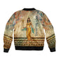 Daughters Of Isis Sleeve Zip Bomber Jacket Eye Of Horus Ancient Egyptian Goddess - Vintage Parchment Art