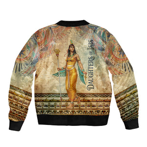 Daughters Of Isis Sleeve Zip Bomber Jacket Eye Of Horus Ancient Egyptian Goddess - Vintage Parchment Art
