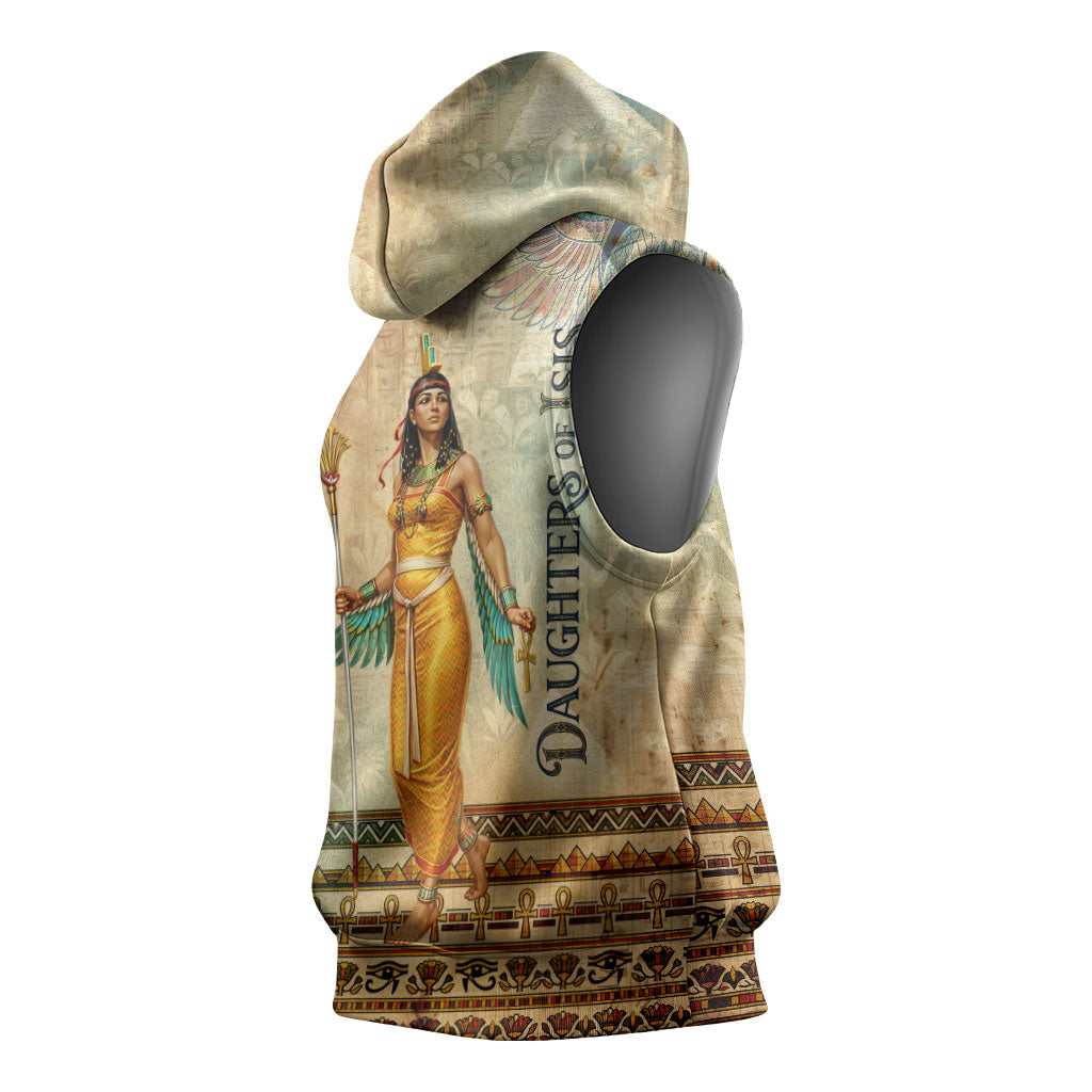 Daughters Of Isis Sleeveless Hoodie Eye Of Horus Ancient Egyptian Goddess - Vintage Parchment Art