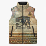 Daughters Of Isis Sleeveless Puffer Jacket Eye Of Horus Ancient Egyptian Goddess - Vintage Parchment Art