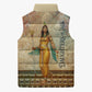 Daughters Of Isis Sleeveless Puffer Jacket Eye Of Horus Ancient Egyptian Goddess - Vintage Parchment Art