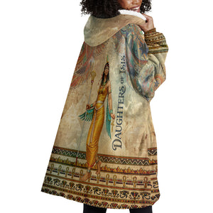 Daughters Of Isis Wearable Blanket Hoodie Eye Of Horus Ancient Egyptian Goddess - Vintage Parchment Art