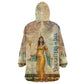 Daughters Of Isis Wearable Blanket Hoodie Eye Of Horus Ancient Egyptian Goddess - Vintage Parchment Art