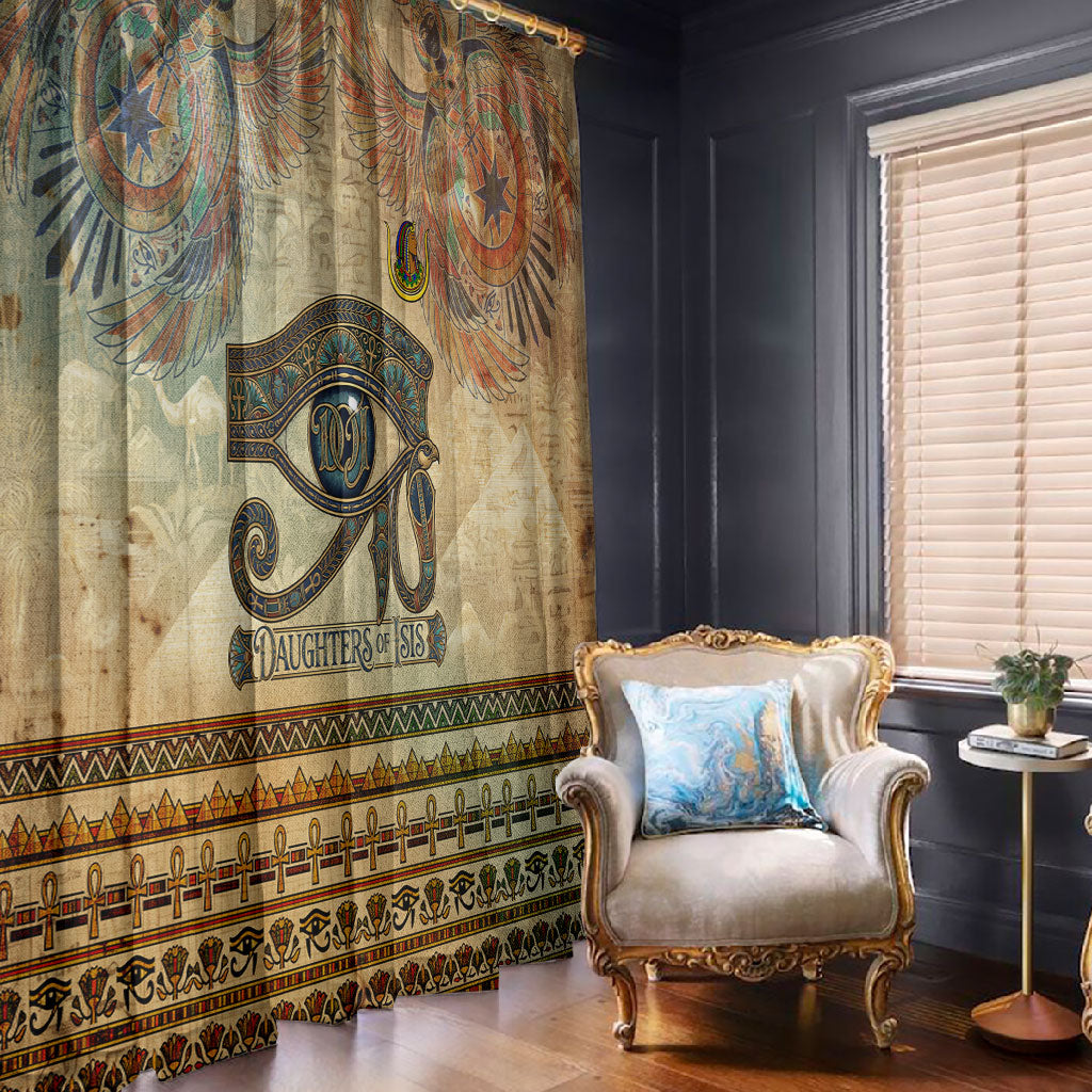 Daughters Of Isis Window Curtain Eye Of Horus Ancient Egyptian Goddess - Vintage Parchment Art