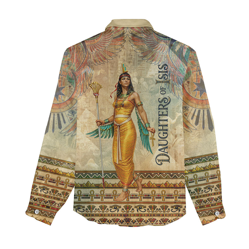 Daughters Of Isis Women Casual Shirt Eye Of Horus Ancient Egyptian Goddess - Vintage Parchment Art