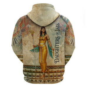 Daughters Of Isis Zip Hoodie Eye Of Horus Ancient Egyptian Goddess - Vintage Parchment Art