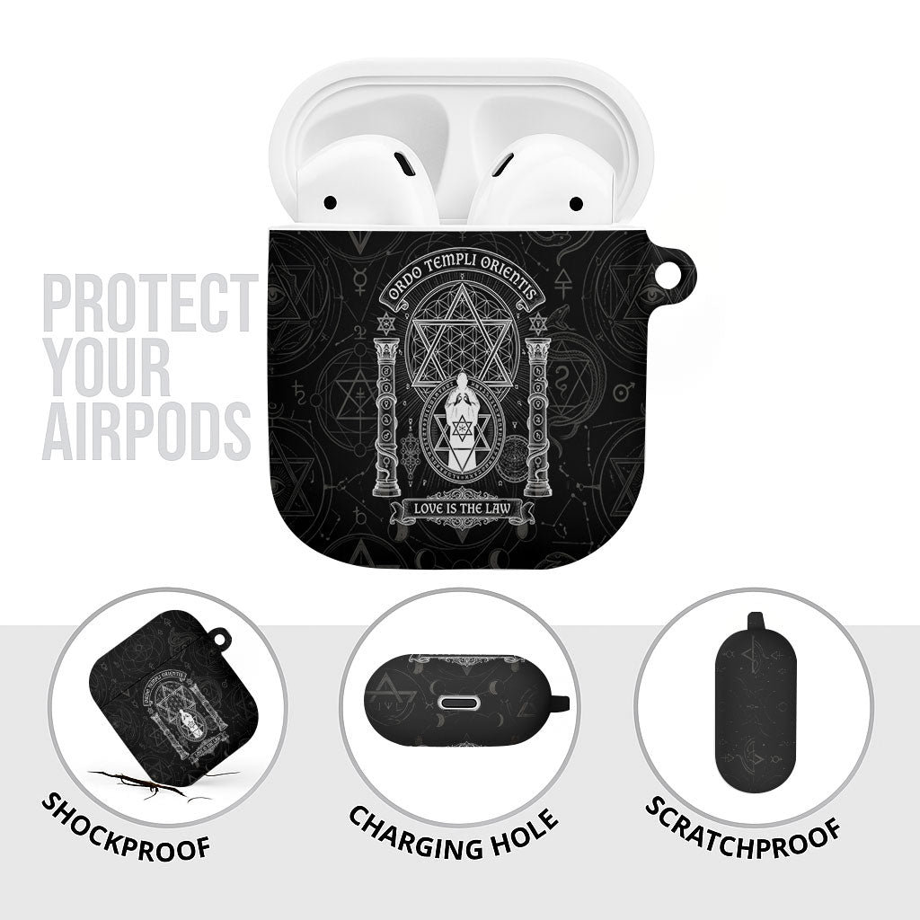 Ordo Templi Orientis Occult Symbolism AirPods Case Esoteric Alchemy Sacred Geometry Black