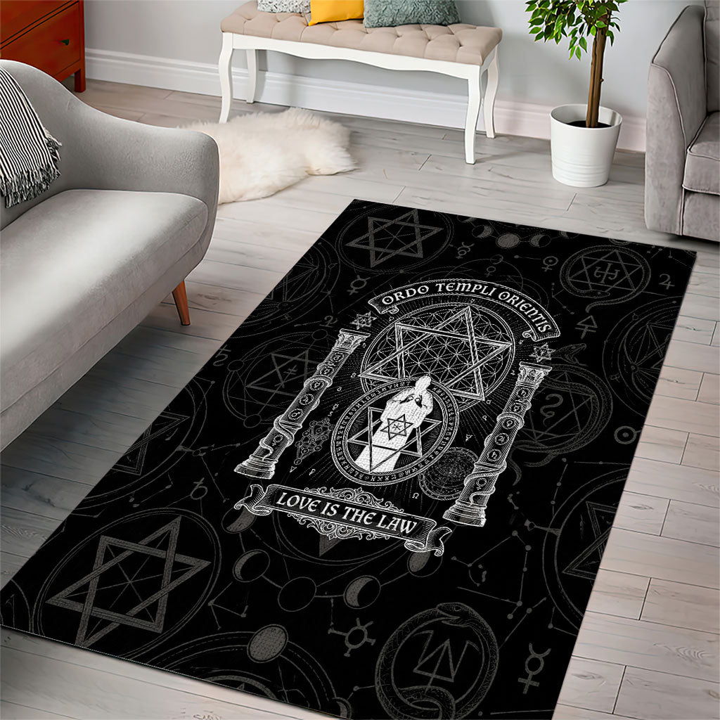 Ordo Templi Orientis Occult Symbolism Area Rug Esoteric Alchemy Sacred Geometry Black