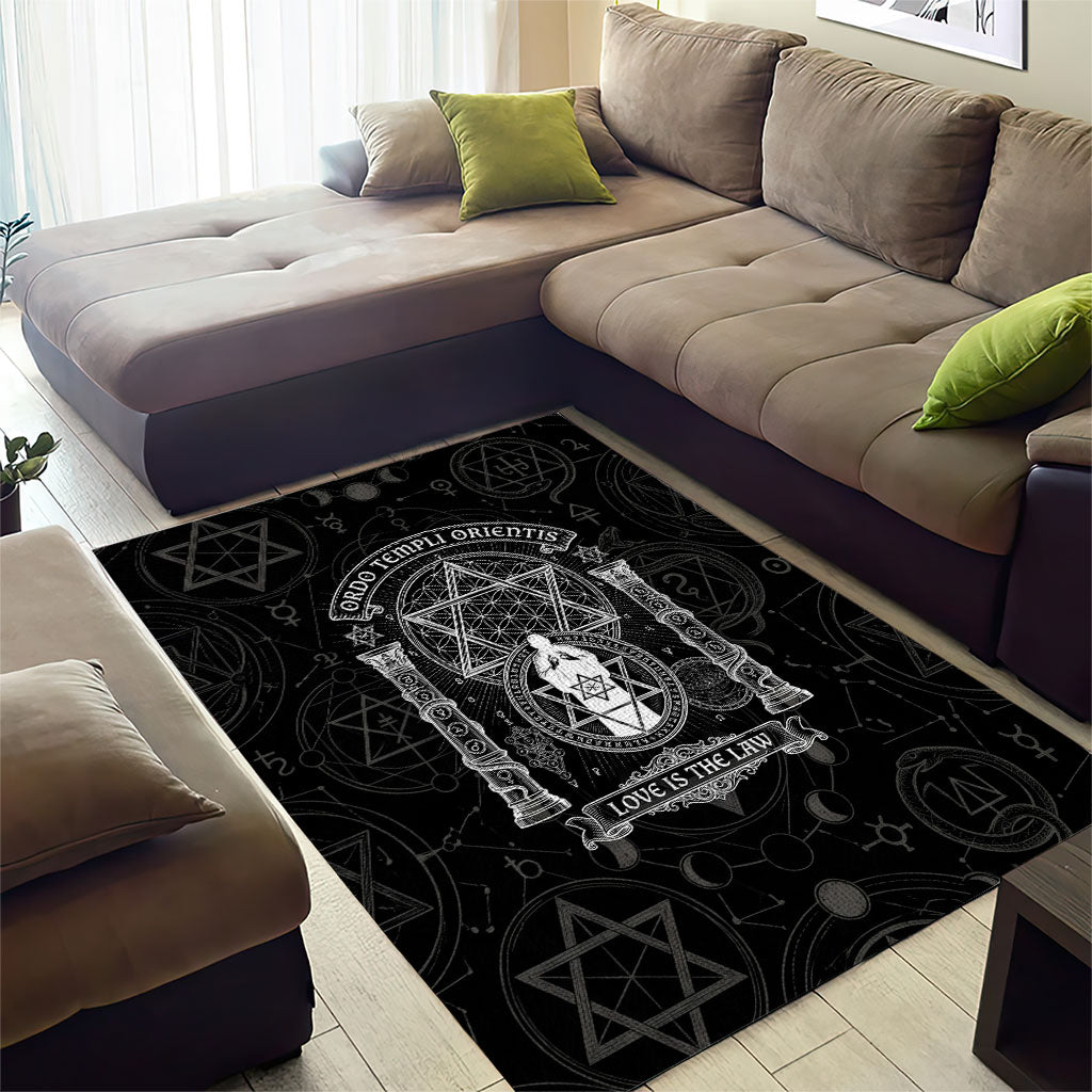 Ordo Templi Orientis Occult Symbolism Area Rug Esoteric Alchemy Sacred Geometry Black