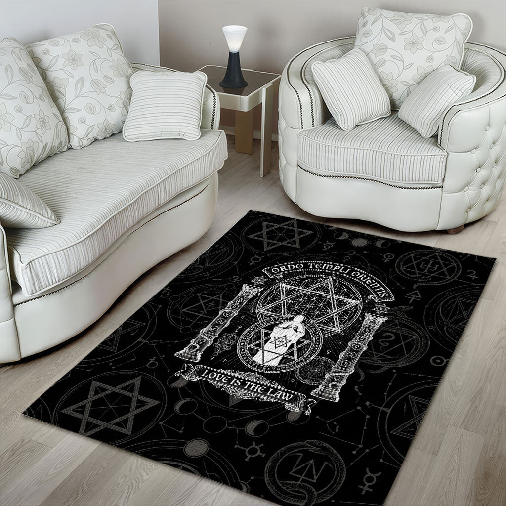 Ordo Templi Orientis Occult Symbolism Area Rug Esoteric Alchemy Sacred Geometry Black