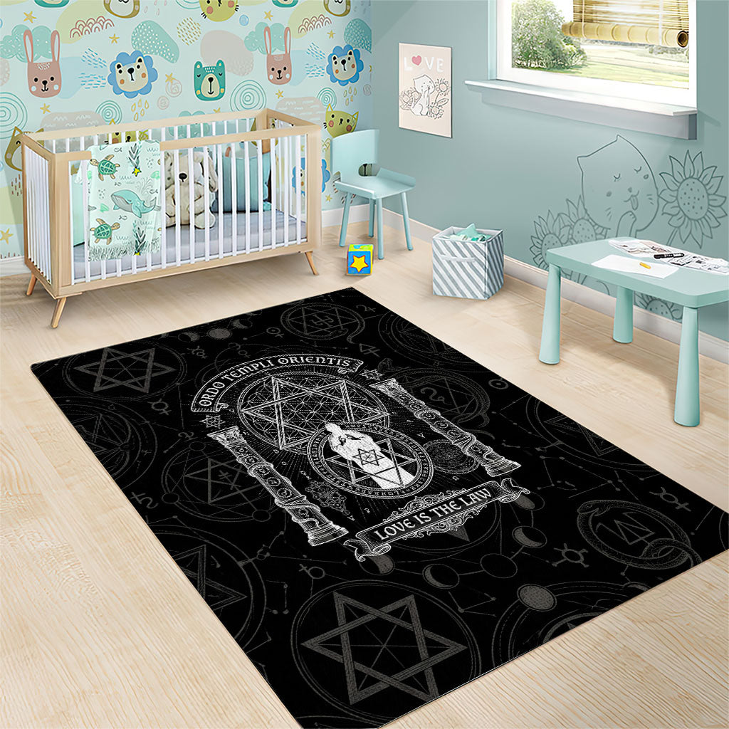 Ordo Templi Orientis Occult Symbolism Area Rug Esoteric Alchemy Sacred Geometry Black