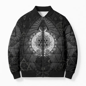 Ordo Templi Orientis Occult Symbolism Bomber Puffer Jacket Esoteric Alchemy Sacred Geometry Black
