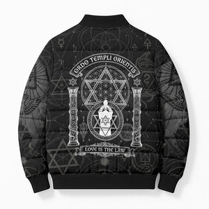 Ordo Templi Orientis Occult Symbolism Bomber Puffer Jacket Esoteric Alchemy Sacred Geometry Black