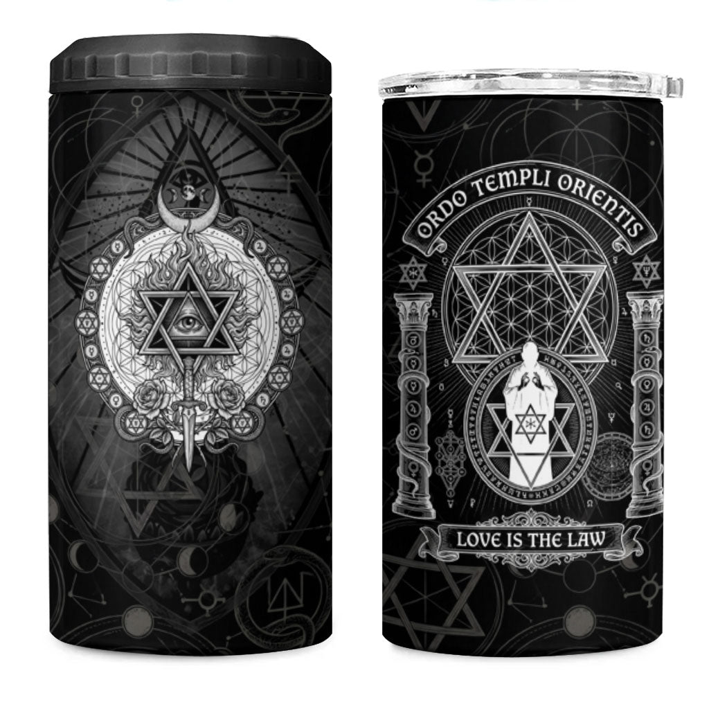 Ordo Templi Orientis Occult Symbolism 4 in 1 Can Cooler Tumbler Esoteric Alchemy Sacred Geometry Black