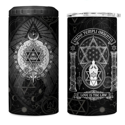 Ordo Templi Orientis Occult Symbolism 4 in 1 Can Cooler Tumbler Esoteric Alchemy Sacred Geometry Black